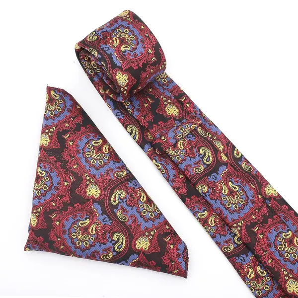 Black_Red_Blue_Gold_Imperial_Paisley_Mens_Woven_Tie_Pocket_Square_Set_9_Cm_Width_With_Wooden_Gift_Box