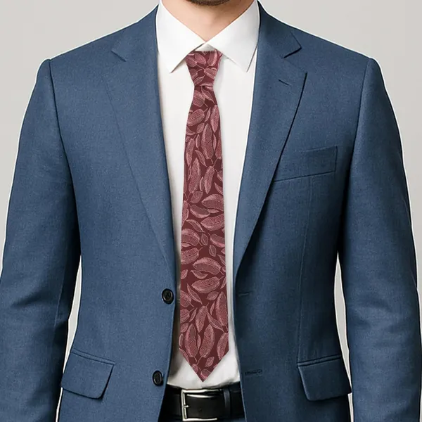 Wine_Pink_Blush_Leaf_Veil_Micro_Woven_Jacquard_9_Cm_Necktie_Set_With_Pocket_Square_And_Premium_Wooden_Gift_Box_Suitable_For_Formal_And_Party_Wear