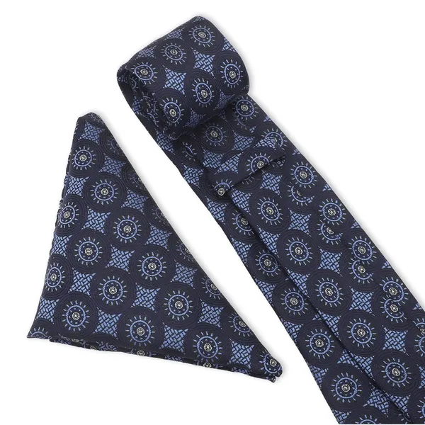 Navy_Blue_Sky_Midnight_Medallion_Mens_Micro_Woven_Jacquard__Tie_Pocket_Square_Set_With_Wooden_Gift_Box_9_Cm_Vintage_Width