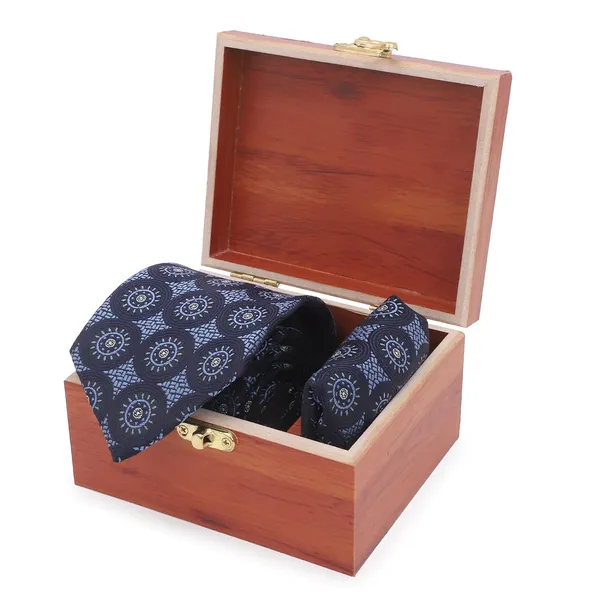 Navy_Blue_Sky_Midnight_Medallion_Mens_Micro_Woven_Jacquard__Tie_Pocket_Square_Set_With_Wooden_Gift_Box_9_Cm_Vintage_Width