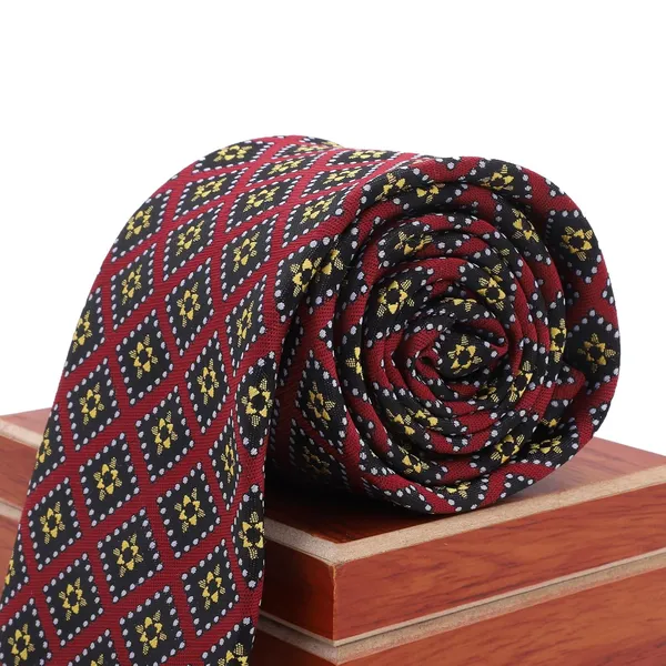 Regal_Maroon_Geo_Grid_Mens_Micro_Silk_Tie_Pocket_Square_Set_In_Wooden_Gift_Box