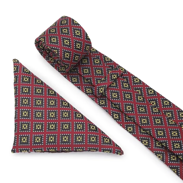 Regal_Maroon_Geo_Grid_Mens_Micro_Silk_Tie_Pocket_Square_Set_In_Wooden_Gift_Box