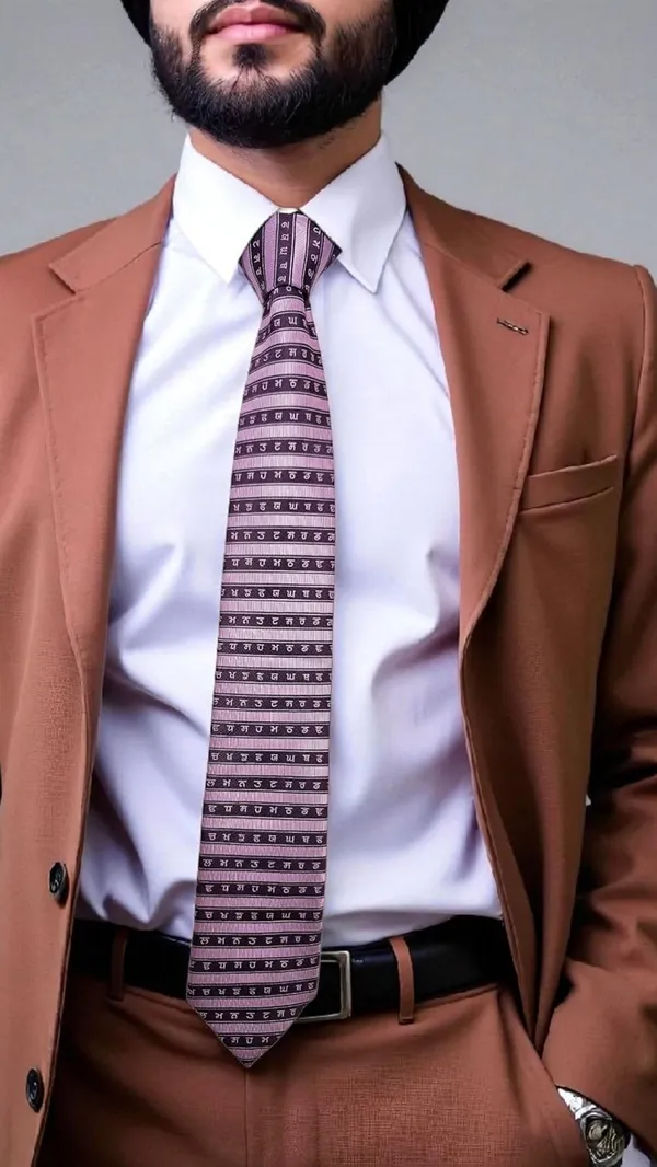Purple_Onion_Pink_Punjab_Legacy_Gurmukhi_Design_Mens_Micro_Silk_Tie_Pocket_Square_Gift_Set_In_Wooden_Box_Wide_Width_9_Cm