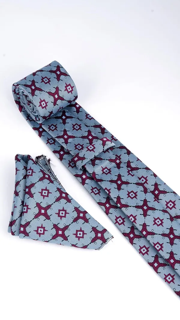 Light_Blue_Maroon_Motif_Mens_Micro_Woven_Tie_Pocket_Square_Set_9_Cm_Vintage_Wide_Width_