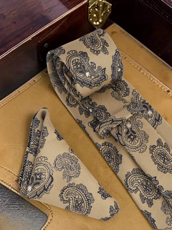 Beige_Black_Regal_Paisley_Mens_Woven_Tie_Pocket_Square_Set_With_Wooden_Box_Micro_Silk_Jacquard_Necktie_9_Cm_Broad_Width