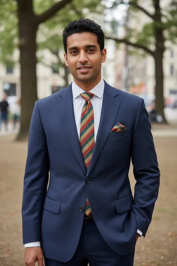 Green_Rust_Gold_Heritage_Stripe_Woven_Micro_Silk_Tie_Pocket_Square_Set_With_Gift_Box