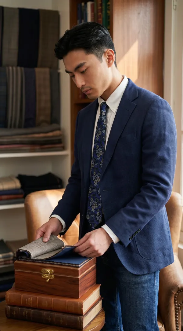 Royal_Blue_Ivory_Midnight_Blossom_Micro_Woven_Jacquard_9_Cm_Necktie_Set_With_Pocket_Square_And_Premium_Wooden_Gift_Box_Suitable_For_Formal_And_Party_Wear