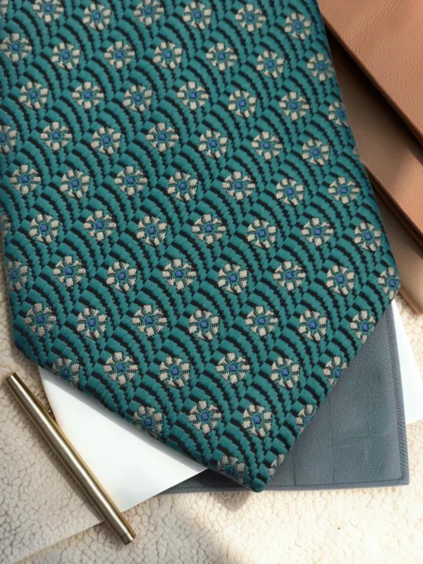 Imperial_Bloom_Turquoise_And_Black_Micro_Silk_Jacquard_9_Cm_Tie_Set_With_Pocket_Square_And_Wooden_Gift_Box