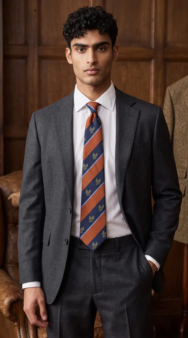 Imperial_Eagle_Rust_Brown_And_Navy_Blue_Micro_Woven_Jacquard_9_Cm_Tie_Set_With_Pocket_Square_And_Premium_Wooden_Gift_Box