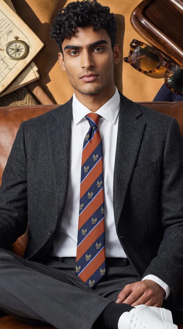 Imperial_Eagle_Rust_Brown_And_Navy_Blue_Micro_Woven_Jacquard_9_Cm_Tie_Set_With_Pocket_Square_And_Premium_Wooden_Gift_Box