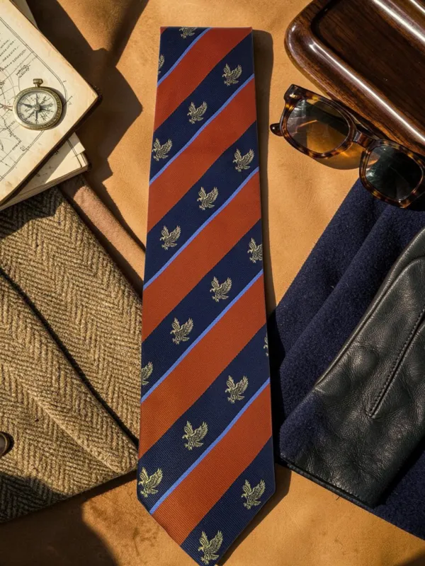 Imperial_Eagle_Rust_Brown_And_Navy_Blue_Micro_Woven_Jacquard_9_Cm_Tie_Set_With_Pocket_Square_And_Premium_Wooden_Gift_Box