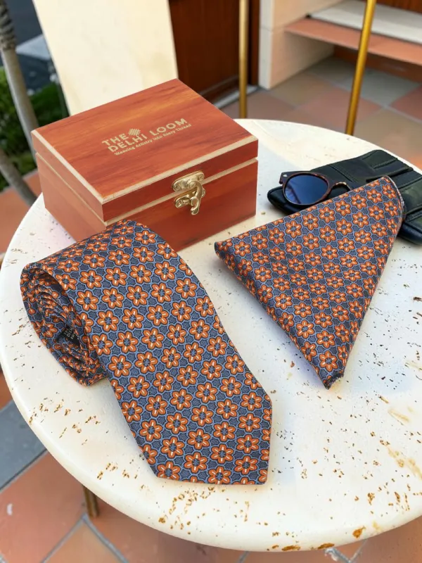 Blue_Orange_Floral_Pattern_Tie_Set_With_Wooden_Gift_Box_8_Cm_Premium_Woven_Design_Suitable_For_Formal_Business_Wedding_And_Gifting