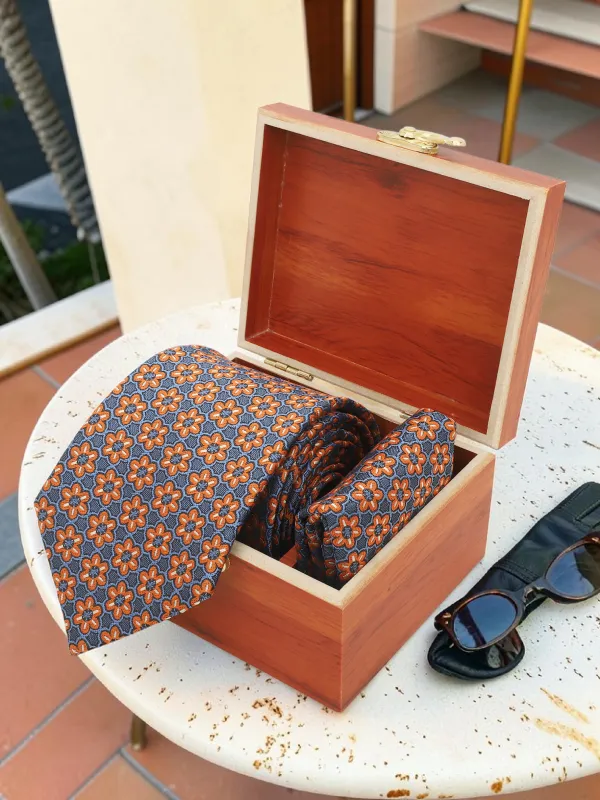 Blue_Orange_Floral_Pattern_Tie_Set_With_Wooden_Gift_Box_8_Cm_Premium_Woven_Design_Suitable_For_Formal_Business_Wedding_And_Gifting