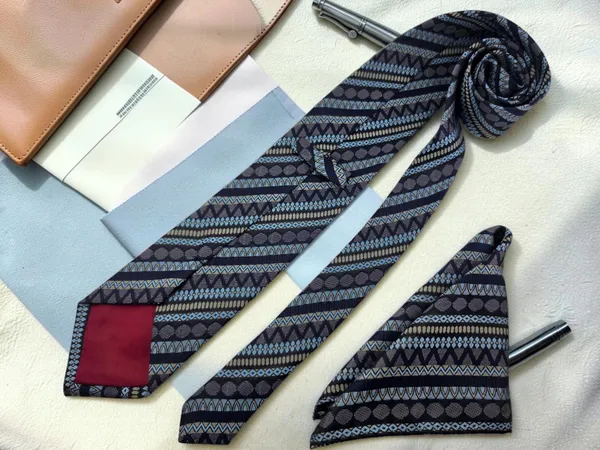 Navy_Blue_Geometric_Heritage_Microsilk_Tie_Set_With_Pocket_Square_And_Wooden_Gift_Box_9_Cm_And_7.5_Cm