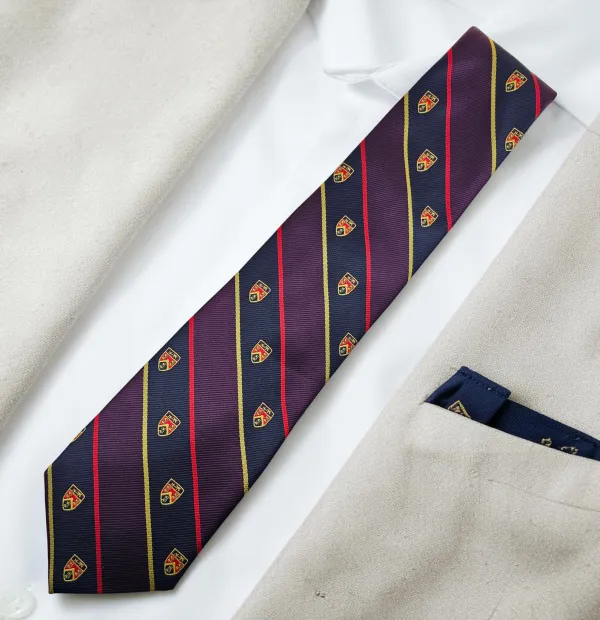 Navy_Wine_Purple_Regal_Crest_Stripe_Micro_Woven_Jacquard_9_Cm_Necktie_Set_With_Wooden_Gift_Box_Suitable_For_Formal_And_Occasion_Wear