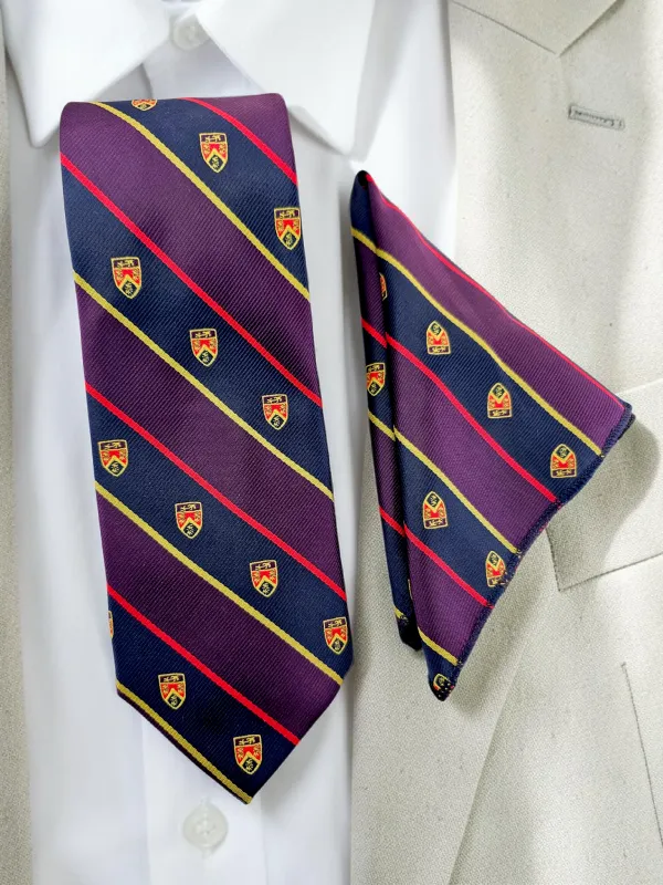 Navy_Wine_Purple_Regal_Crest_Stripe_Micro_Woven_Jacquard_9_Cm_Necktie_Set_With_Wooden_Gift_Box_Suitable_For_Formal_And_Occasion_Wear