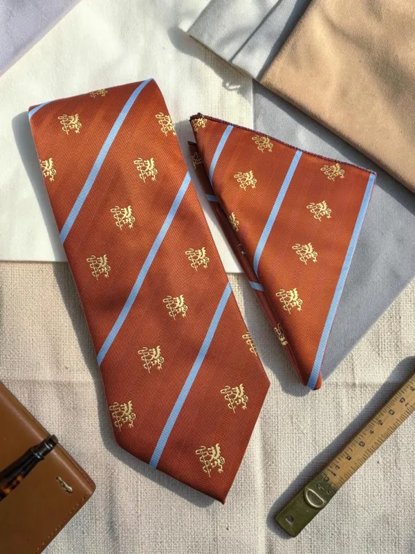 Regency_Crest_Rust_Brown_And_Sky_Blue_Micro_Woven_Jacquard_9_Cm_Tie_Set_With_Pocket_Square_And_Premium_Wooden_Gift_Box