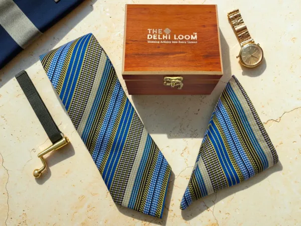 Regent_Stripe_Cobalt_Blue_Yellow_And_Black_Micro_Silk_Jacquard_9_Cm_Tie_Set_With_Pocket_Square_And_Wooden_Gift_Box