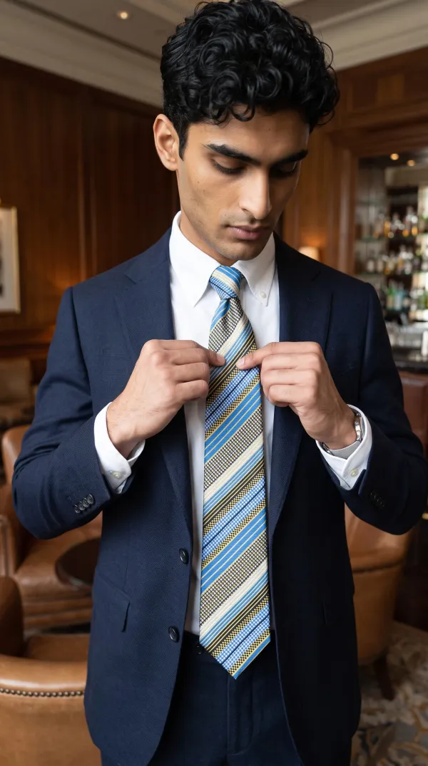 Regent_Stripe_Cobalt_Blue_Yellow_And_Black_Micro_Silk_Jacquard_9_Cm_Tie_Set_With_Pocket_Square_And_Wooden_Gift_Box