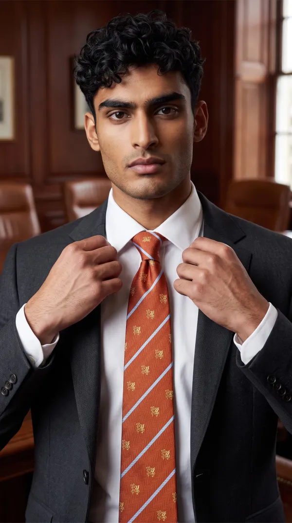 Regency_Crest_Rust_Brown_And_Sky_Blue_Micro_Woven_Jacquard_9_Cm_Tie_Set_With_Pocket_Square_And_Premium_Wooden_Gift_Box