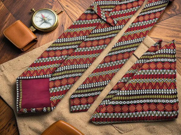 Terracotta_Nomad_Tapestry_Micro_Woven_Jacquard_9_Cm_And_7.5_Cm_Necktie_Set_With_Pocket_Square_And_Wooden_Gift_Box_Suitable_For_Formal_And_Smart_Ethnic_Wear