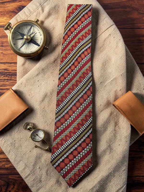 Terracotta_Nomad_Tapestry_Micro_Woven_Jacquard_9_Cm_And_7.5_Cm_Necktie_Set_With_Pocket_Square_And_Wooden_Gift_Box_Suitable_For_Formal_And_Smart_Ethnic_Wear