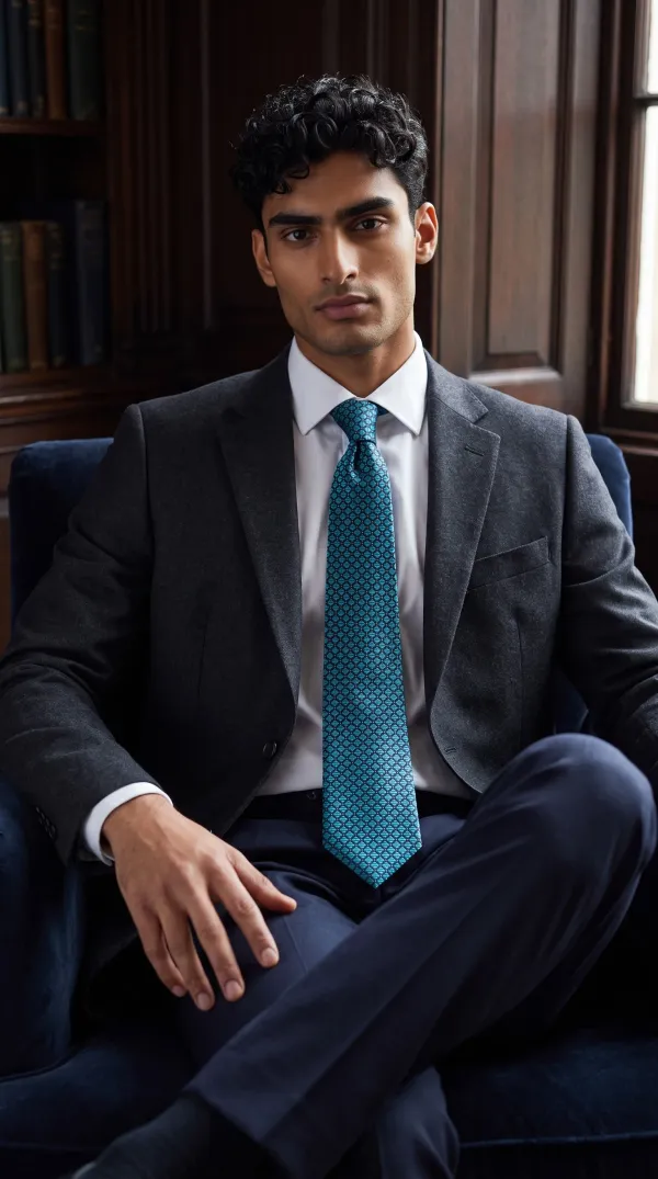 Turquoise_Blue_And_Navy_Blue_Lattice_Micro_Silk_Jacquard_9_Cm_Tie_Set_With_Pocket_Square_And_Wooden_Gift_Box