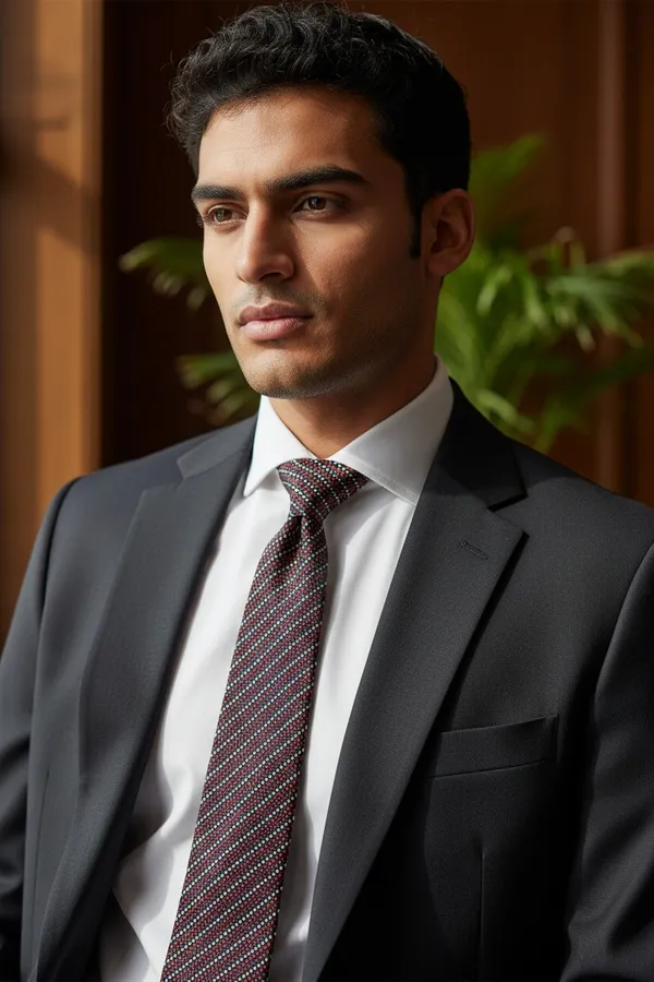 Jet_Black_Mosaic_Rust_Red_Ivory_Micro_Woven_Jacquard_9_Cm_Luxury_Tie_Set