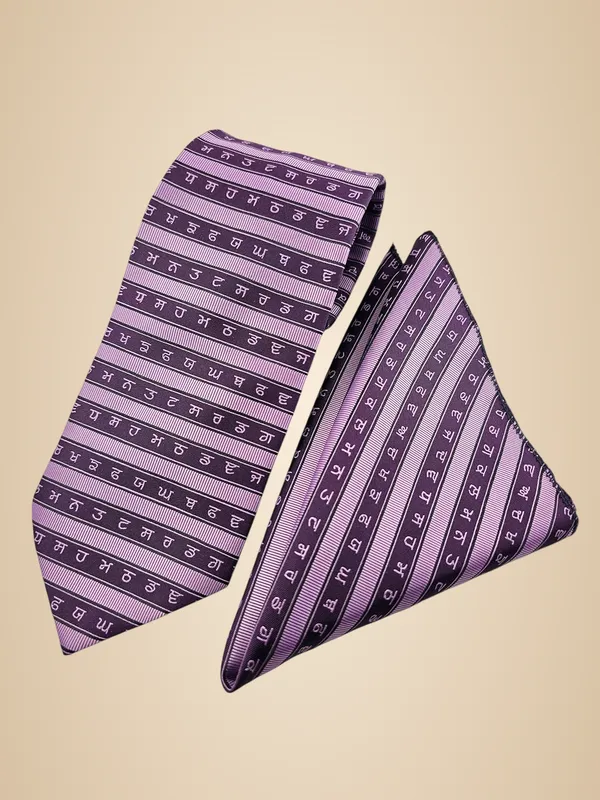 Purple_Onion_Pink_Punjab_Legacy_Gurmukhi_Design_Mens_Micro_Silk_Tie_Pocket_Square_Gift_Set_In_Wooden_Box_Wide_Width_9_Cm
