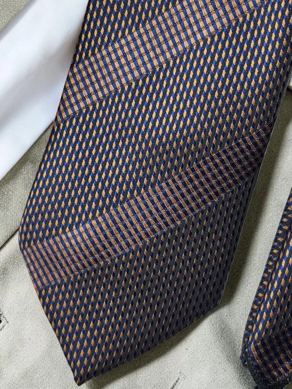 Navy_Bronze_Antique_Micro_Jacquard_9_Cm_Tie_Pocket_Square_Set_With_Wooden_Gift_Box_Classic_Formal_Necktie