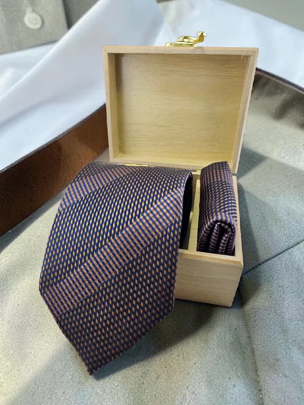 Navy_Bronze_Antique_Micro_Jacquard_9_Cm_Tie_Pocket_Square_Set_With_Wooden_Gift_Box_Classic_Formal_Necktie