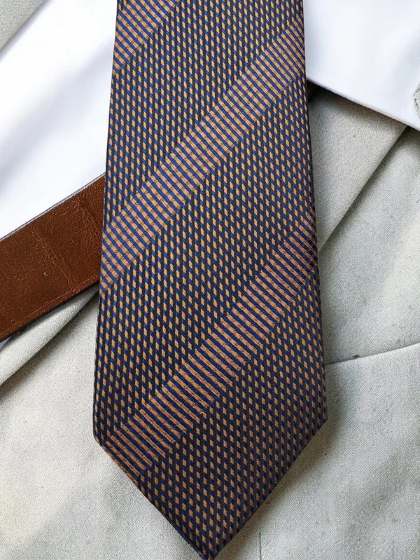 Navy_Bronze_Antique_Micro_Jacquard_9_Cm_Tie_Pocket_Square_Set_With_Wooden_Gift_Box_Classic_Formal_Necktie