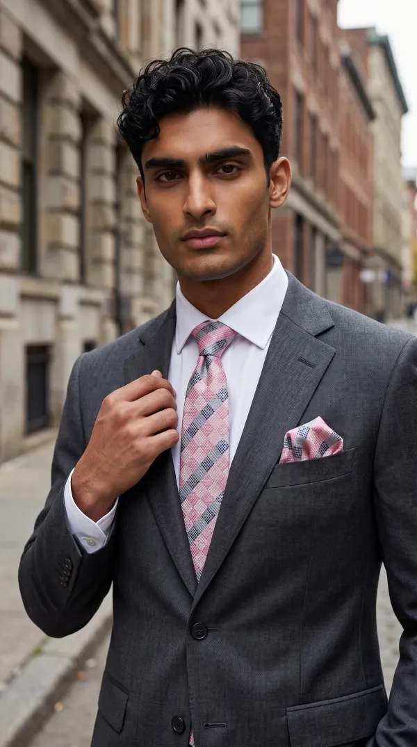 Baby_Pink_And_Blue_Windsor_Check_Micro_Woven_Jacquard_9_Cm_Necktie_Set_With_Pocket_Square_And_Premium_Wooden_Gift_Box_Suitable_For_Formal_And_Wedding_Wear