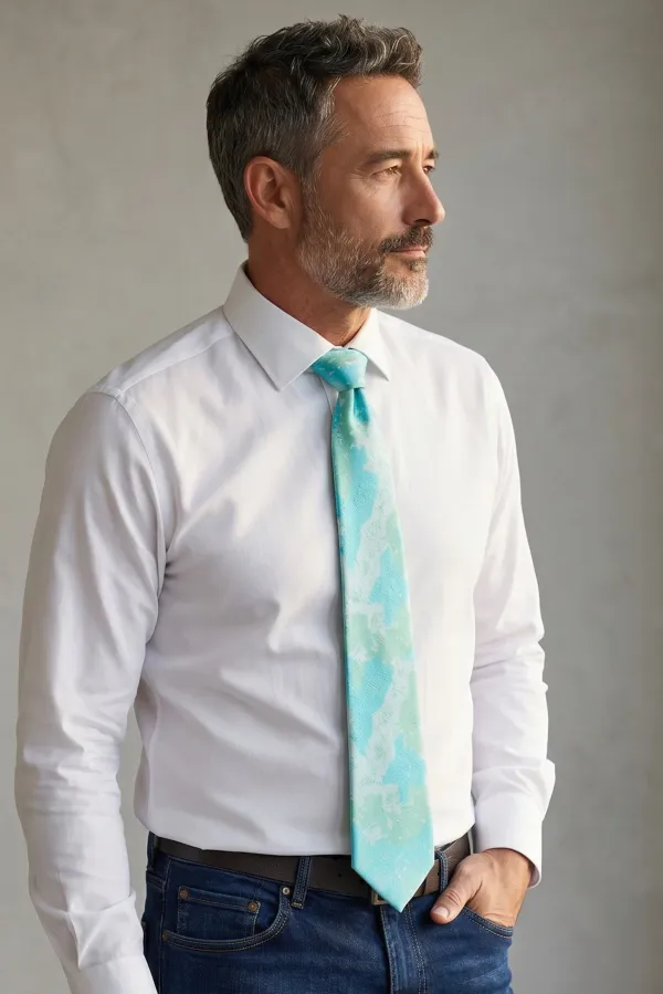 Aqua_Green_Abstract_Woven_Microsilk_Jacquard_Tie_Set_9_Cm_Vintage_Width_With_Pocket_Square_And_Wooden_Gift_Box
