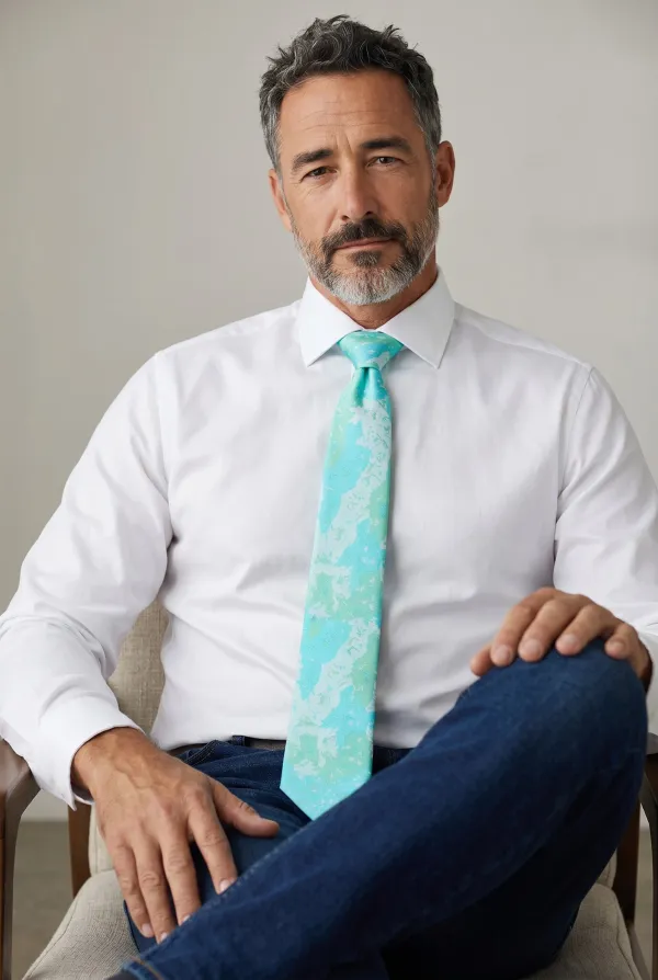 Aqua_Green_Abstract_Woven_Microsilk_Jacquard_Tie_Set_9_Cm_Vintage_Width_With_Pocket_Square_And_Wooden_Gift_Box