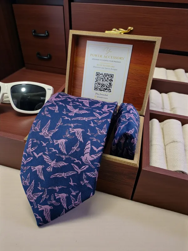 Royal_Blue_Twilight_Wings_Dusty_Blush_Micro_Woven_Jacquard_9_Cm_Necktie_Set_With_Pocket_Square_And_Wooden_Gift_Box