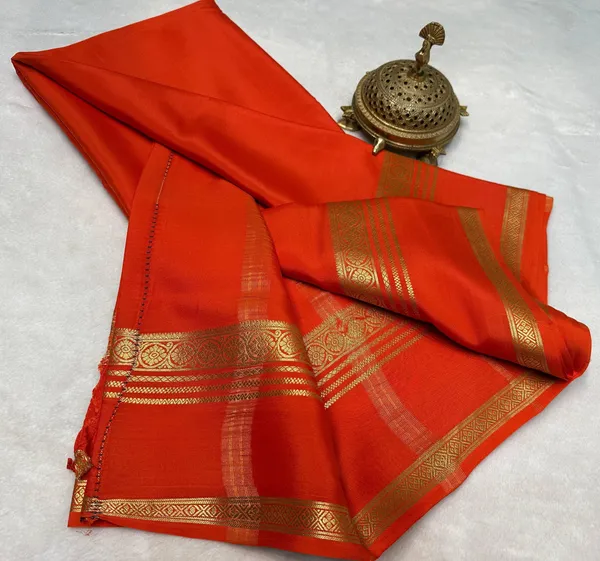 Orange__Women�s_Semi_Mysore_Silk_Traditional_Saree_�_Festive_&_Wedding_Wear