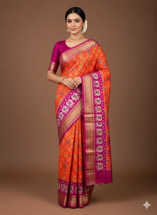 Multicolour_Beautiful_Ikkat_Design_Silk_Saree_Premium_Zari_Border_Saree_For_Women
