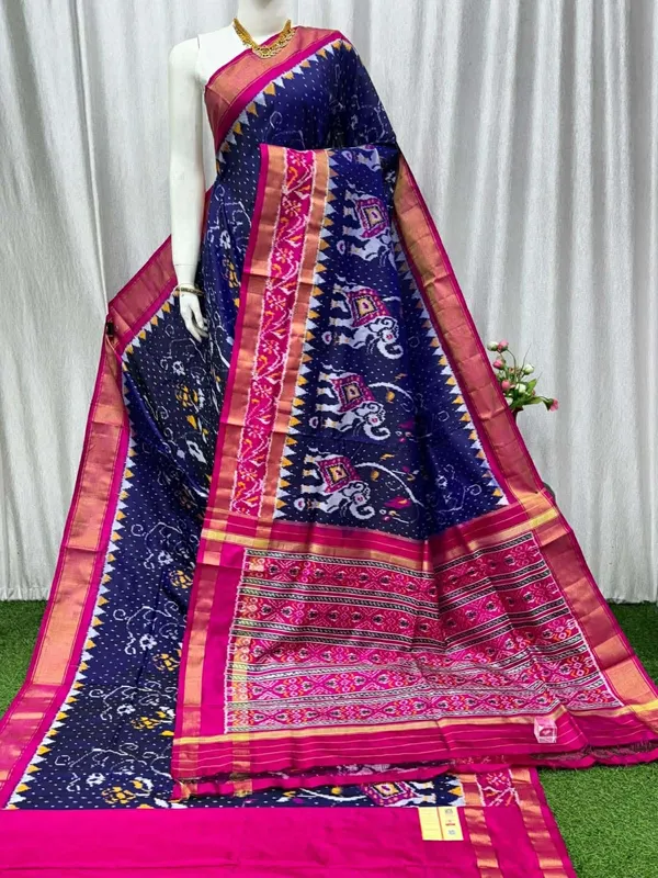 Nevyblue_Trendy_Ikat_Digital_Printed_Soft_Silk_Saree_For_Women_Comfortable_&_Fashionable_Ethnic_Wear_Saree_For_Women