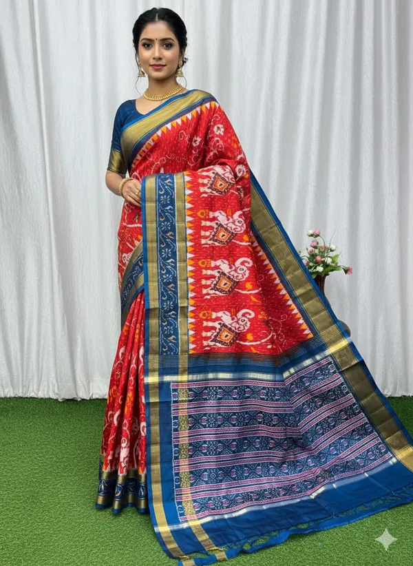 Red_Trendy_Ikat_Digital_Printed_Soft_Silk_Saree_For_Women_Comfortable_&_Fashionable_Ethnic_Wear_Saree_For_Women
