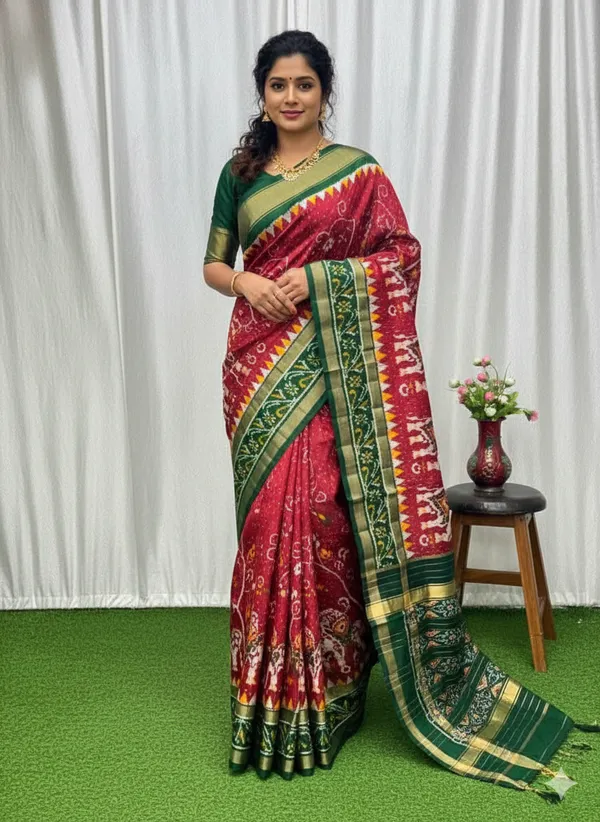Red_Trendy_Ikat_Digital_Printed_Soft_Silk_Saree_For_Women_Comfortable_&_Fashionable_Ethnic_Wear_Saree_For_Women
