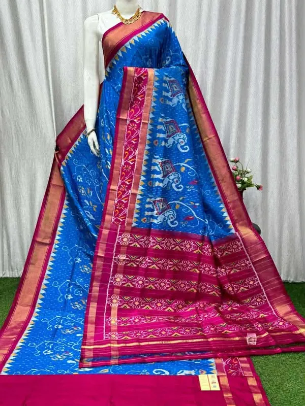 Royalblue_Trendy_Ikat_Digital_Printed_Soft_Silk_Saree_For_Women_Comfortable_&_Fashionable_Ethnic_Wear_Saree_For_Women
