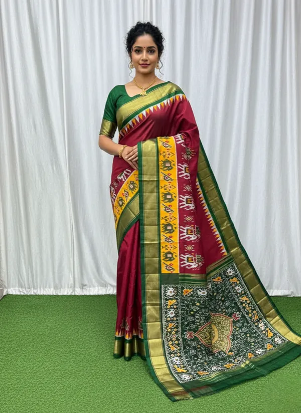 Red_Trendy_Ikat_Digital_Printed_Soft_Silk_Saree_For_Women_Comfortable_&_Fashionable_Ethnic_Wear_Saree_For_Women