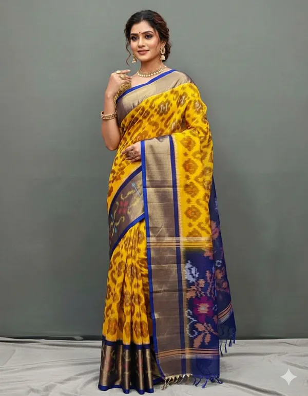 Multicolour_Beautiful_Digital_Ikat_Pattern_–_Smooth_Finish_Saree_With_Unstitched_Blouse_Saree_For_Women