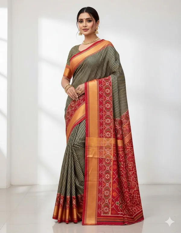 Brown_Trendy_Ikat_Digital_Printed_Soft_Silk_Saree_For_Women_Comfortable_&_Fashionable_Ethnic_Wear_Saree_For_Women