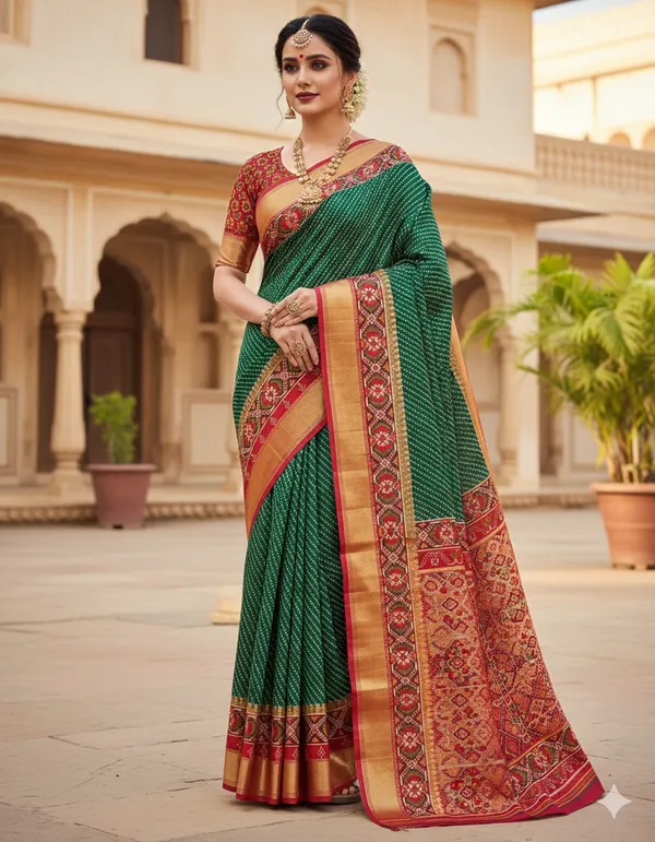 Green_Trendy_Ikat_Digital_Printed_Soft_Silk_Saree_For_Women_Comfortable_&_Fashionable_Ethnic_Wear_Saree_For_Women
