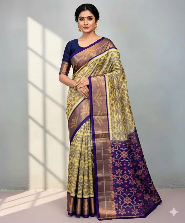 Multicolour_Modern_Ikat_Design_Digital_Printed_Silk_Saree_Perfect_For_Wedding,_Party_&_Cultural_Wear_Saree_For_Women