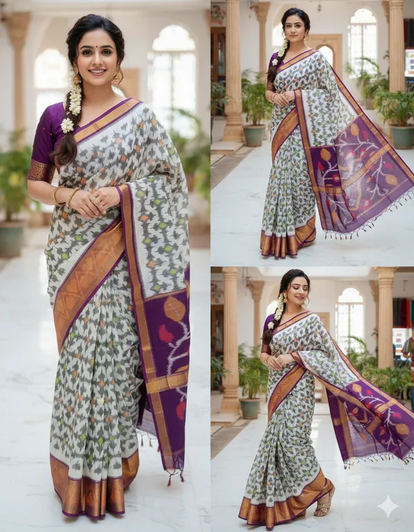 Multicolour_Modern_Ikat_Design_Digital_Printed_Silk_Saree_Perfect_For_Wedding,_Party_&_Cultural_Wear_Saree_For_Women