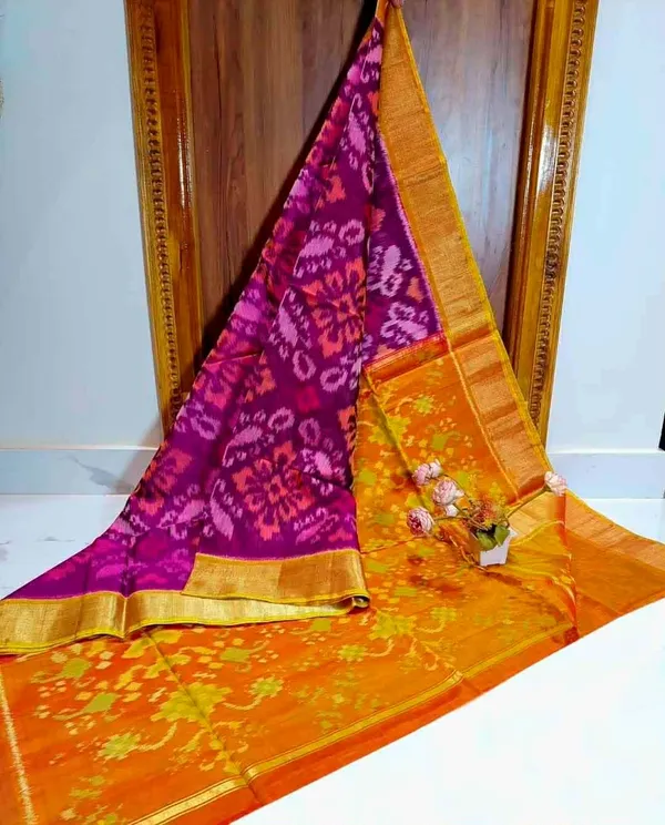 Multicolour_Modern_Ikat_Design_Digital_Printed_Silk_Saree_Perfect_For_Wedding,_Party_&_Cultural_Wear_Saree_For_Women