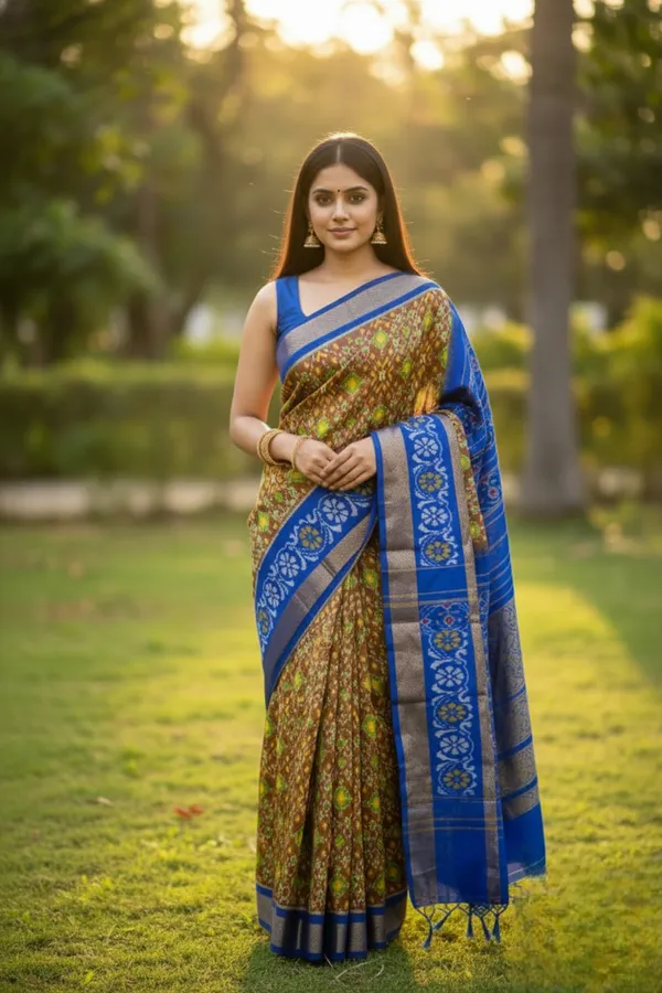 Mhendi_Trendy_Ikat_Digital_Printed_Soft_Silk_Saree_For_Women_Comfortable_&_Fashionable_Ethnic_Wear_Saree_For_Women